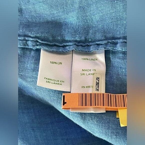 Lilly Pulitzer Blue Linen Shirt Blouse Women's Size Large Button Front freshly D - Picture 6 of 10